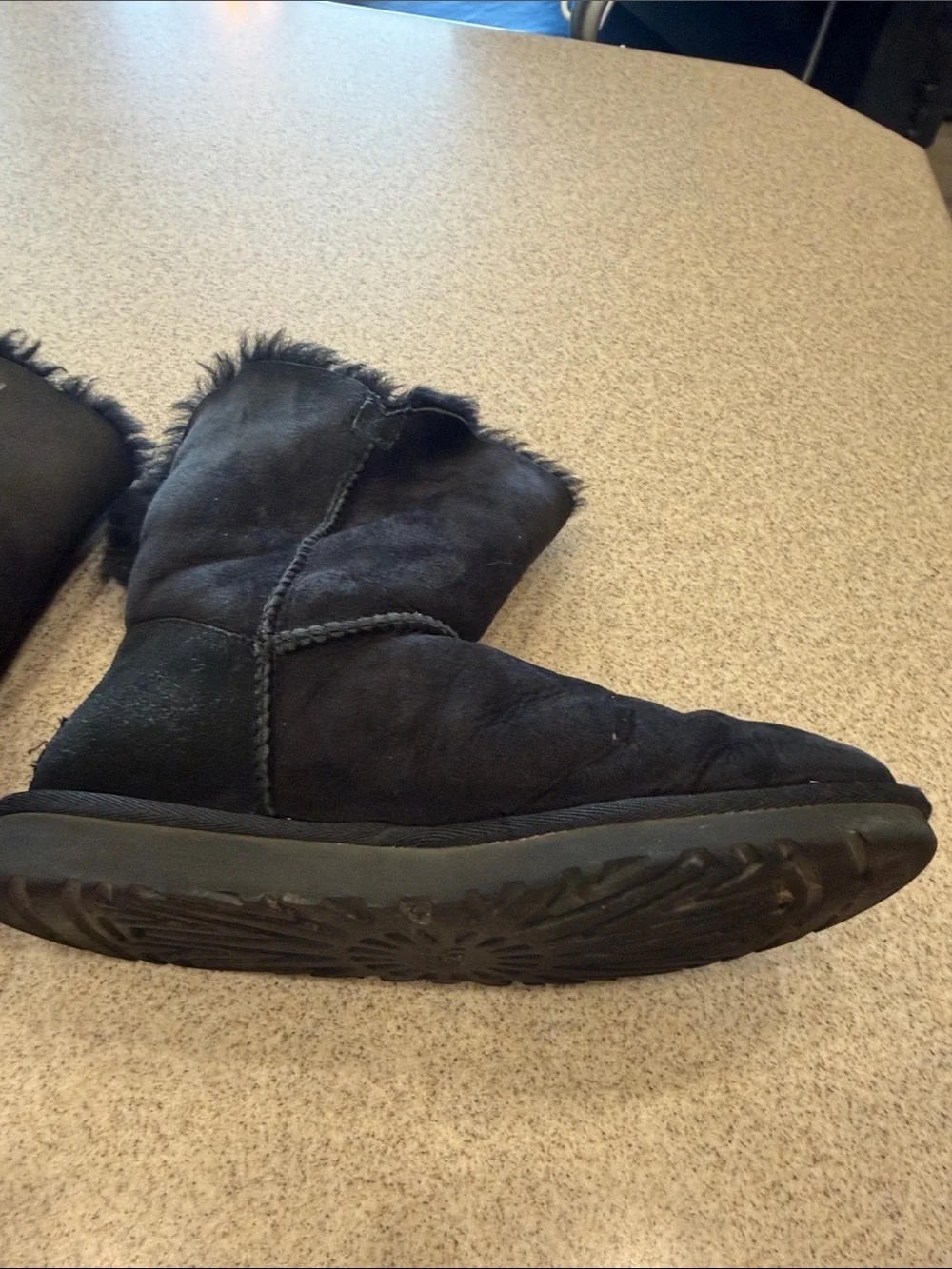 UGG Black Shearling-Lined Short Winter Boots